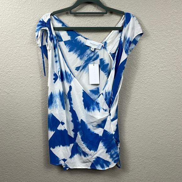 NWT Equipment Femme Chantal Blouse Bright Cobalt Blue Silk Asymmetric Sz S - Picture 4 of 11
